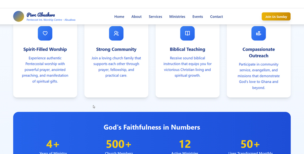 PIWC Abuakwa - Website Page Layout